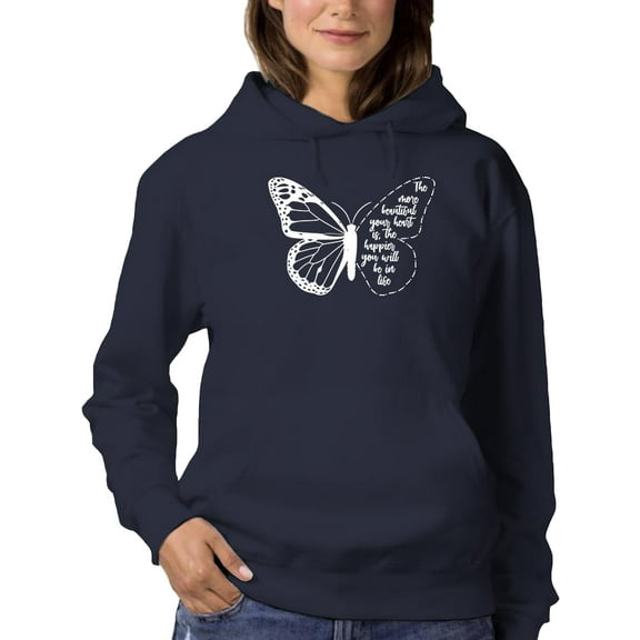Happy Quote Butterfly Hoodie Women -Smartprints Designs, Female XX-Large
