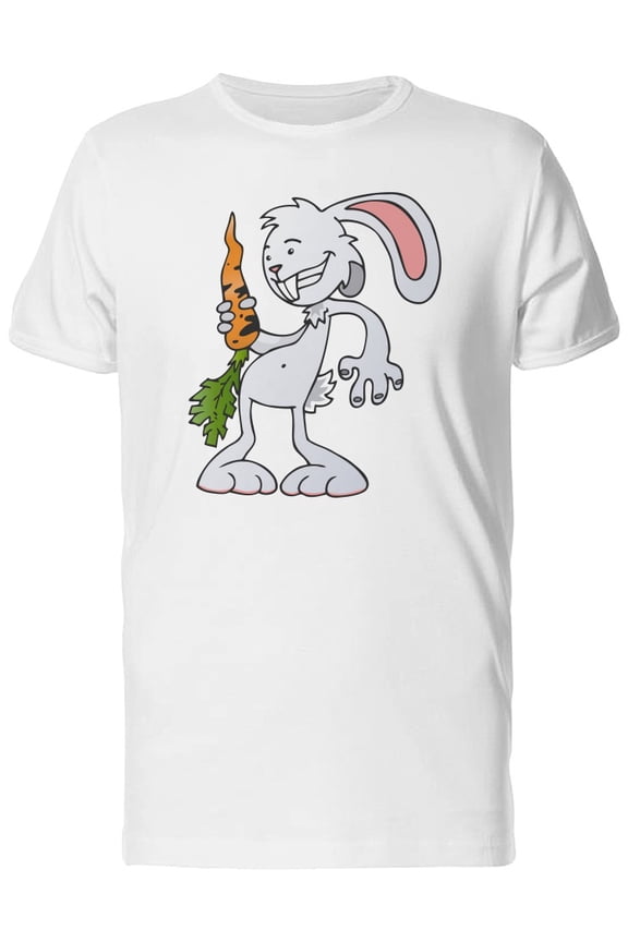 Happy Rabbit Cartoon Carrot T-Shirt Men -Image by Shutterstock, Male XX-Large