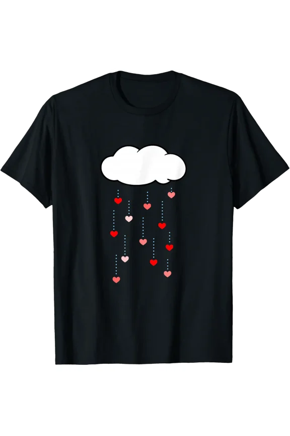 Happy Rain Lover Cloud Heart Raindrops Cute Rainy Weather T-Shirt Size S-5XL