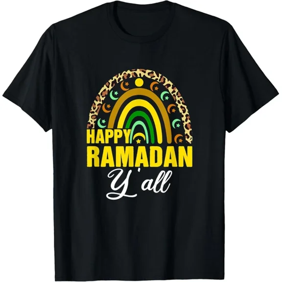 Happy Ramadan Y'All Rainbow Leo.Pard Print Ramadan Kareem T-Shirt Unisex S-5XL Hot Trending Shirt, Vintage Birthday Gift
