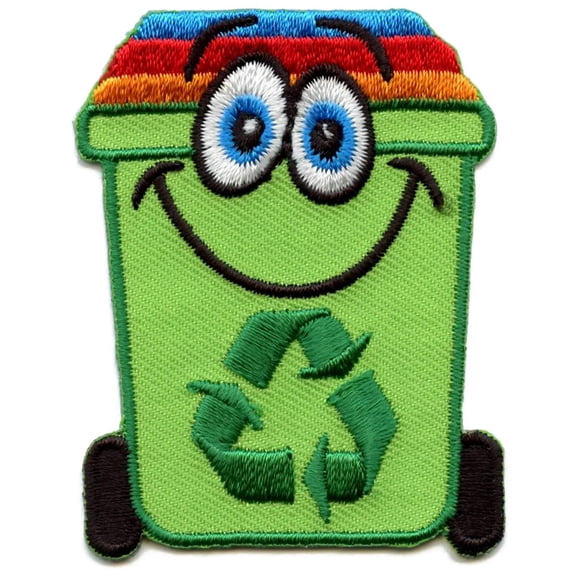 Happy Recycling Bin Patch Reuse Save Environment Embroidered Iron On