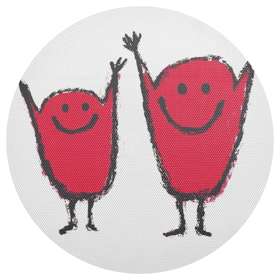 Happy Red Characters 15.4in Diameter PVC Plate Mat, Heat-Resistant and Cuttable, Kitchen Decor