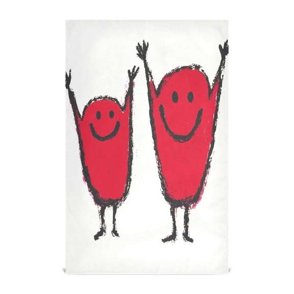 Happy Red Characters Decorative Waffle Towel Kitchen Dishcloth 28x18in Multi-Use Tea Towel