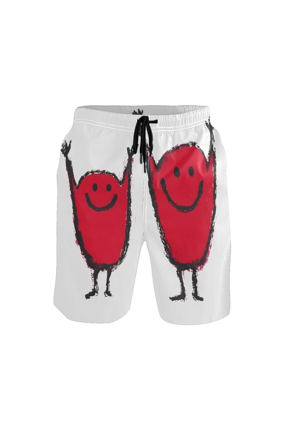 Happy Red Characters Mens Swim Trunks Quick Dry Board Shorts Breathable Fit Beach Shorts Swimwear