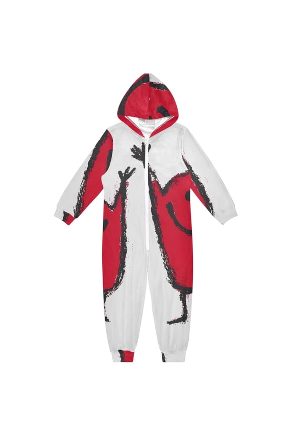 Happy Red Characters One Piece Pajamas Soft Jumpsuit Cozy Sleep and Play Romper Zipper and Pockets 4T