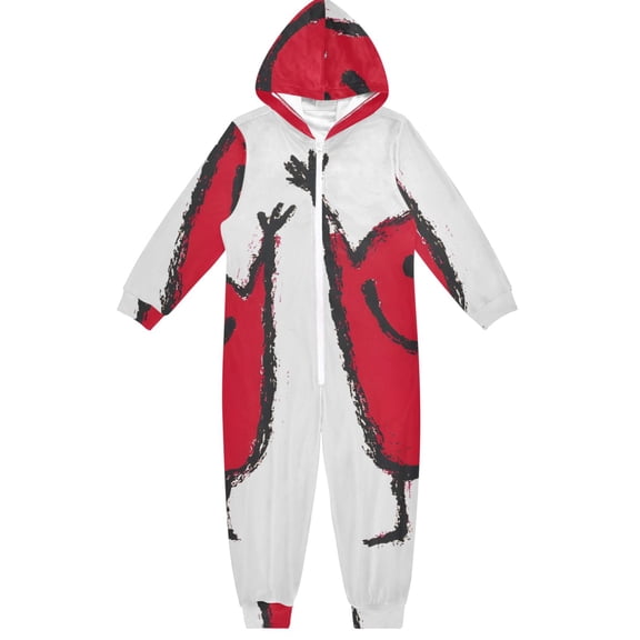 Happy Red Characters One Piece Pajamas Soft Jumpsuit Cozy Sleep and Play Romper Zipper and Pockets 9-11Y