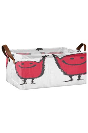 Happy Red Characters Open Home Storage Bins Foldable Metal Frame Shelf Baskets 16.9x11.4x7.7in Water-Resistant