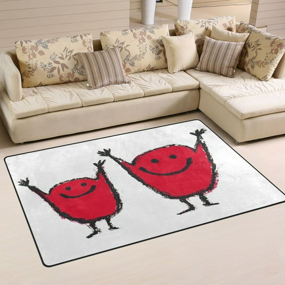Happy Red Characters Soft Polyester Area Rug 31''x20'', Non Slip, Memory Foam, Water Absorbent