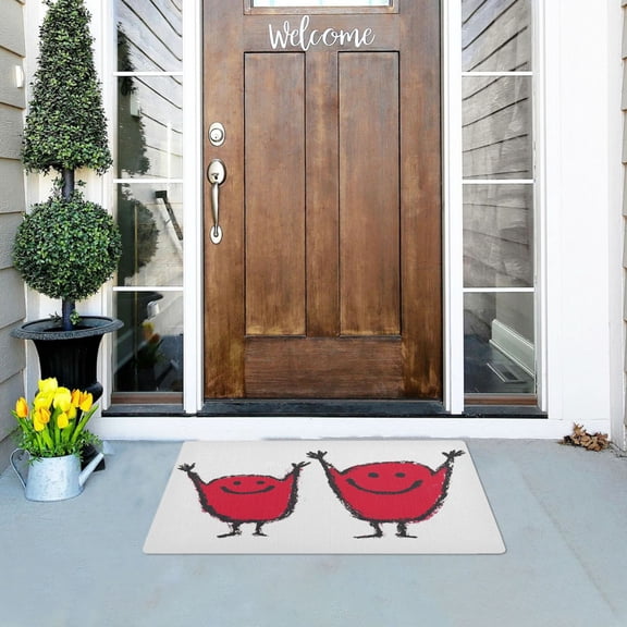 Happy Red Characters Versatile Absorbent Door Mat, Non-Slip, Easy to Clean 32''x20''