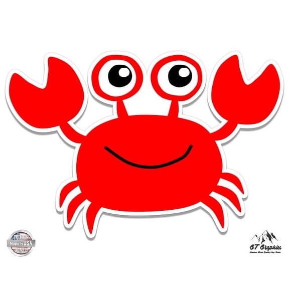 Happy Red Crab - 3" Vinyl Sticker - For Car Laptop I-Pad Phone Helmet Hard Hat - Waterproof Decal