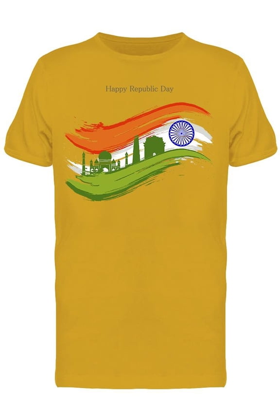 Happy Republic Day W/Flag T-Shirt Men -Image by Shutterstock Men T-Shirt, Male Small