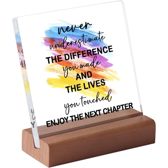 Happy Retirement Appreciation Gifts For Women, Acrylic Plaque with Wooden Stand, Boss Lady Gifts for Women, Desk Decor Classic Acrylic Plaque, Gift for Colleagues Coworkers