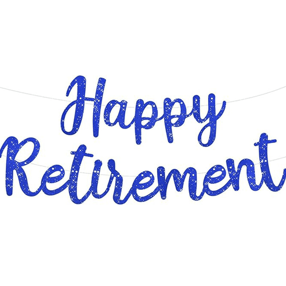 Happy Retirement Banner, Blue Glitter, Party Decoration, Retirement Celebration Sign
