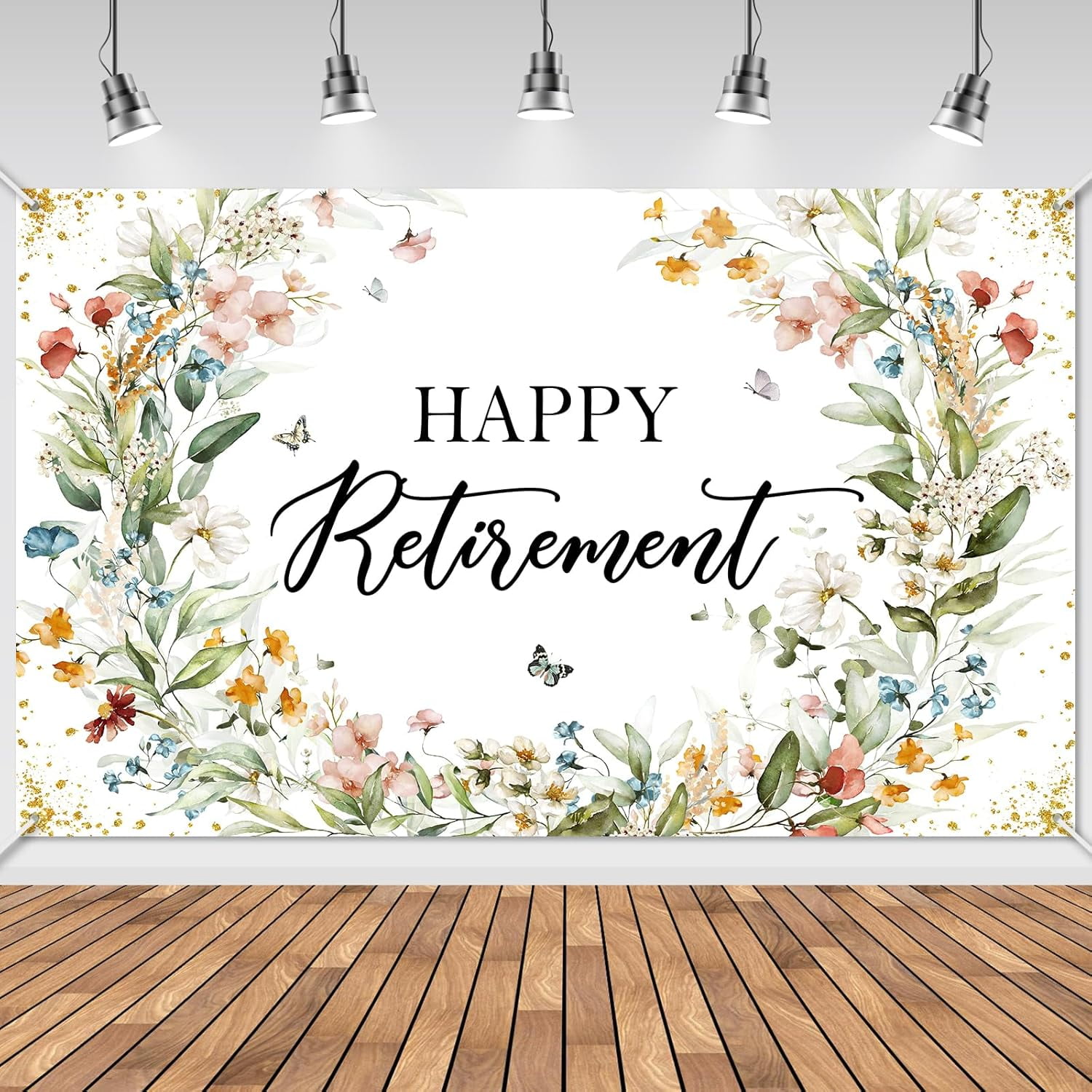 Happy Retirement Banner Wildflower Themed Happy Retirement Party Decorations Backdrop Floral We Will Miss You Going Away Retire Party Decor