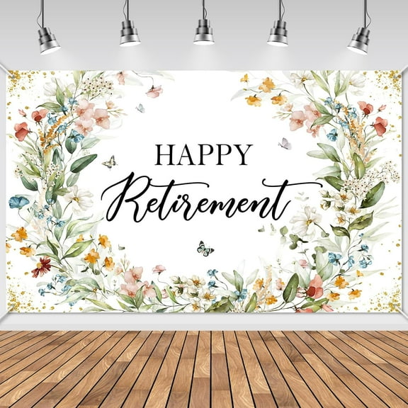 Happy Retirement Banner Wildflower Themed Happy Retirement Party Decorations Backdrop Floral We Will Miss You Going Away Retire Party Decor