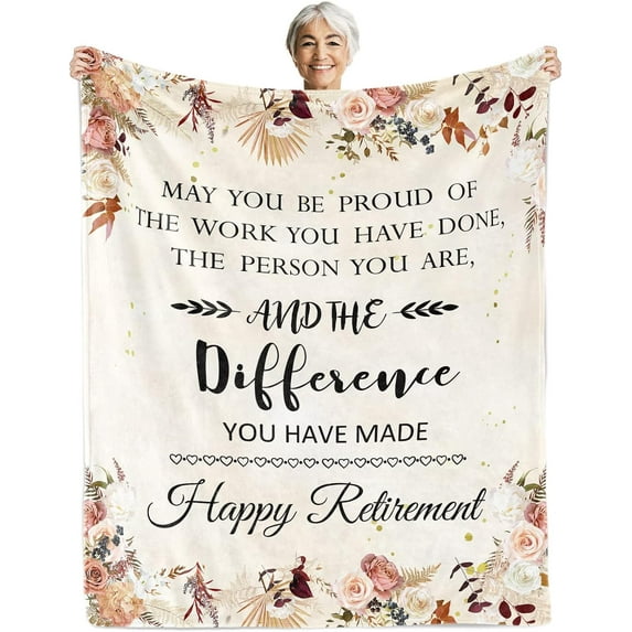 Happy Retirement Gifts for Women 2023, Retirement Gifts for Women, Best Goodbye Retirement Gifts for Friends, Teachers, Nurses, Doctors, Coworker Soft Flannel Retirement Blanket Throw 60 * 80inch