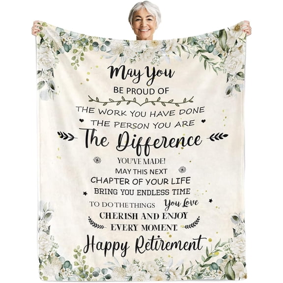 Happy Retirement Gifts for Women 2023, Retirement Gifts for Women, Best Goodbye Retirement Gifts for Friends, Teachers, Nurses, Doctors, Coworker Soft Flannel Retirement Blanket Throw 60 * 80inch