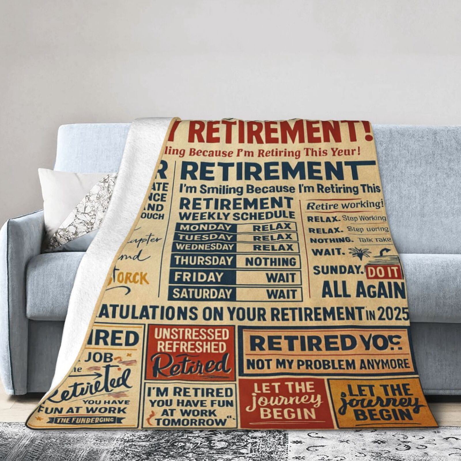 Retirement Gifts For Women Blanket 50x60 - Funny Farewell Gift For Coworker, Soft, Machine Washable, With Beach Design