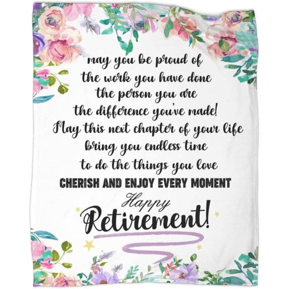 Happy Retirement Gifts for Women 2022 Retirement Blanket Retired Throw Floral Blankets for Boss Coworker Friend Farewell Gifts 50X60 in