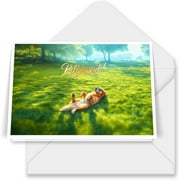 Happy Retirement with Golden Retriever Enjoy Life Rest Time 7x5in Folded Greeting Card Goldens Dog Lover Gifts Idea Single Note Card with Envelope - 02027