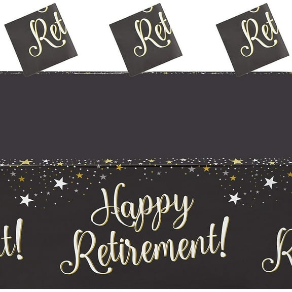 Happy Retirement Party Table Covers (54 x 108 in, 3 Pack)