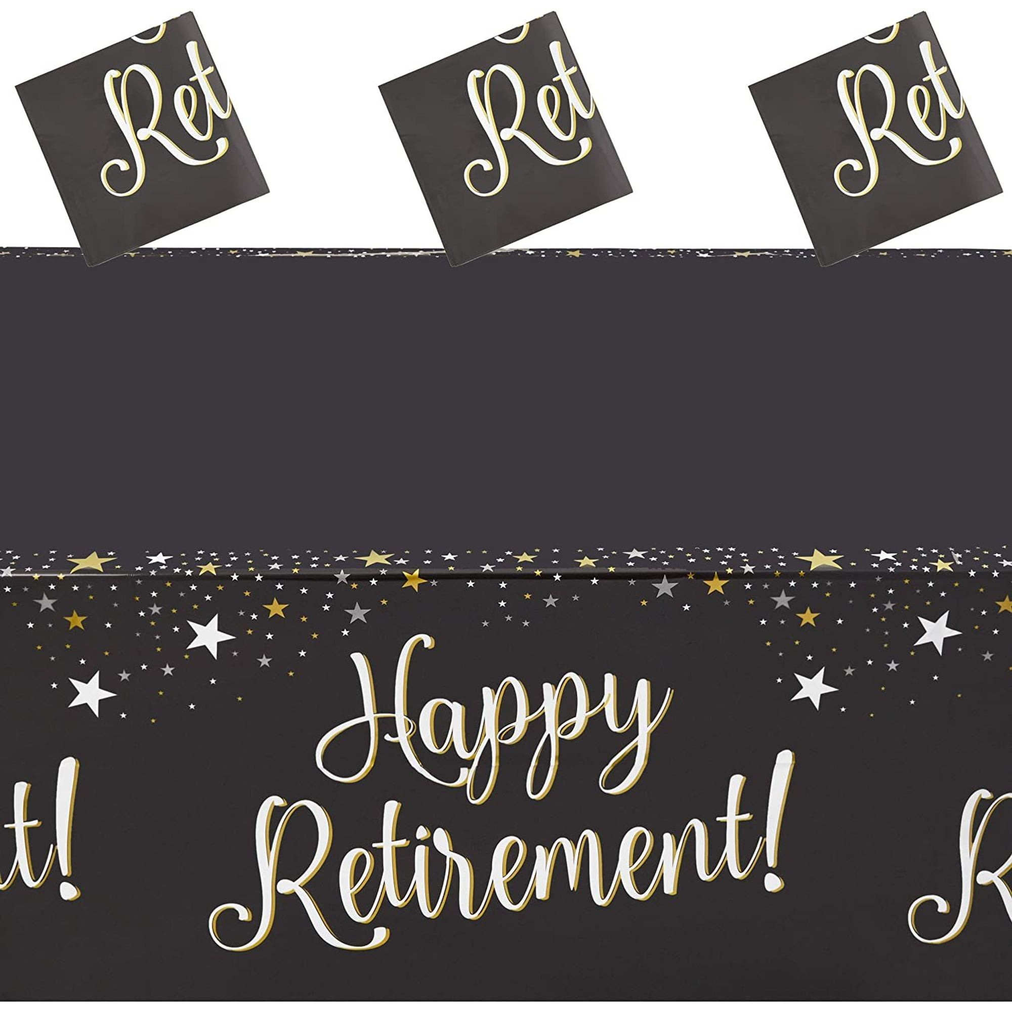 SPARKLE AND BASH Happy Retirement Party Table Covers (54 x 108 in, 3 Pack)