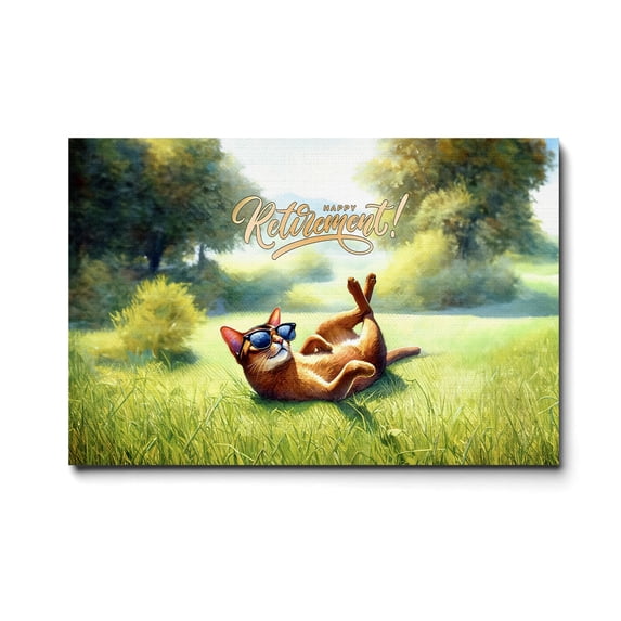 Happy Retirement with Abyssinian Enjoy Life Rest Time Horizontal Matte Canvas Poster Cat Lover Kitten Owner Gifts Wall Art Home Decor - 02027