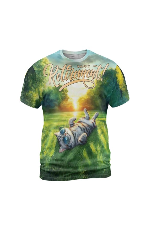 Happy Retirement with American Shorthair Enjoy Life Rest Time All Over Print 3D Shirt Unisex Merch Cat Lover Kitten Owner Gifts - 02027