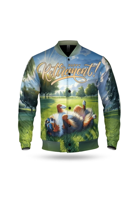 Happy Retirement with Bernese Mountain Dog Enjoy Life Rest Time All Over Print 3D Baseball Jacket Berner Lover Gifts Bomber Jacket Softball - 02027