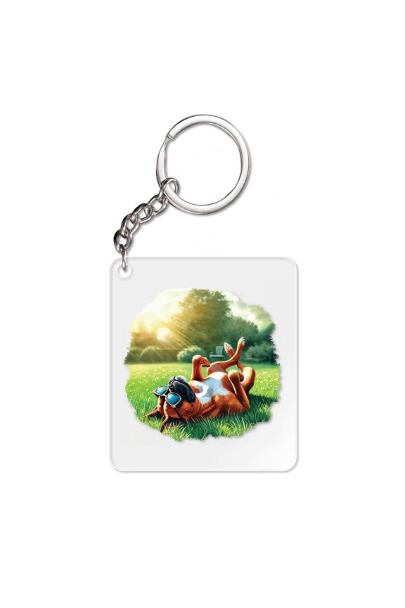 Happy Retirement with Boxer Enjoy Life Rest Time Acrylic Keychain Boxers Dog Lover Gifts Idea Collar Charm Tag Keyring - 02027