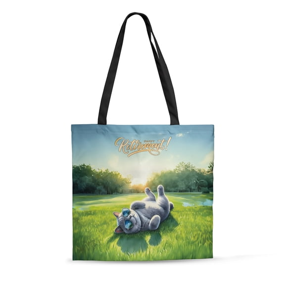 Happy Retirement with British Shorthair Enjoy Life Rest Time All Over Print 3D Canvas Tote Bag Cat Lover Kitten Owner Gifts Reusable Handbag - 02027