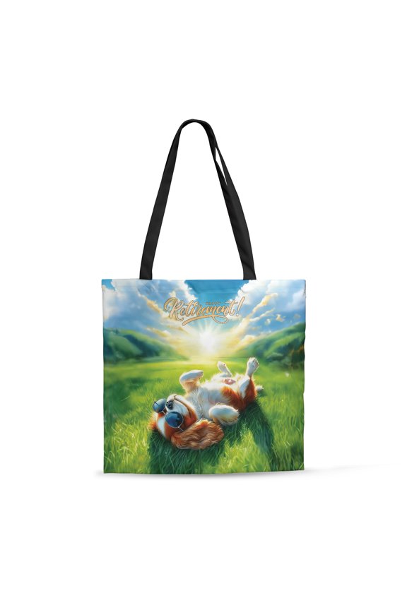 Happy Retirement with Cavalier King Charles Spaniel Enjoy Life Rest Time All Over Print 3D Canvas Tote Bag Dog Lover Gifts Reusable Handbag - 02027