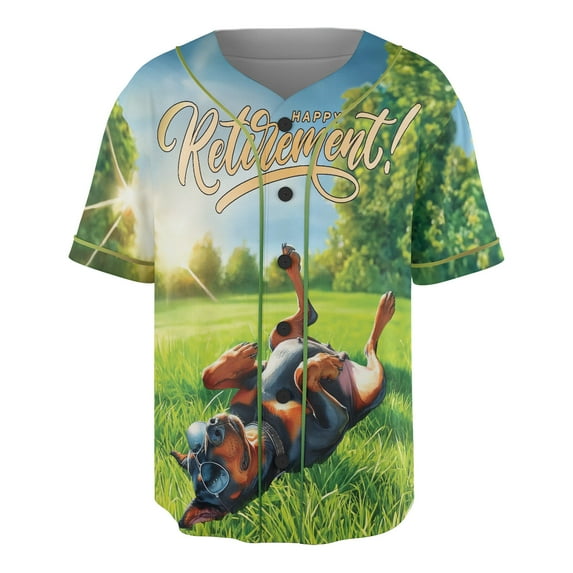 Happy Retirement with Doberman Pinscher Enjoy Life Rest Time All Over Print 3D Baseball Shirt Doberman Dog Lover Gifts Softball Sport - 02027