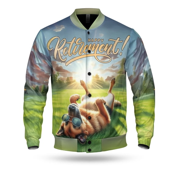 Happy Retirement with German Shepherd Enjoy Life Rest Time All Over Print 3D Baseball Jacket Alsatian Dog Lover Gifts Bomber Jacket Softball - 02027