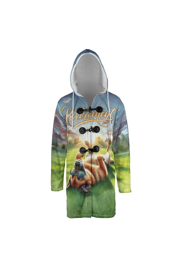 Happy Retirement with German Shepherd Enjoy Life Rest Time All Over Print 3D Hooded Duffle Toggle Coat Alsatian Dog Lover Gifts - 02027