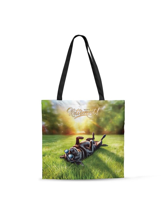 Happy Retirement with Labrador Retriever Enjoy Life Rest Time All Over Print 3D Canvas Tote Bag Lab Dog Lover Gifts Reusable Handbag - 02027