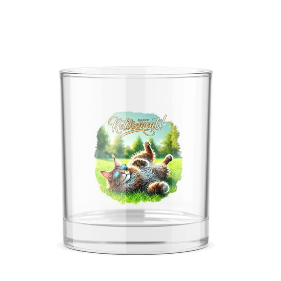 Happy Retirement with Maine Coon Enjoy Life Rest Time 11oz Whiskey Glass Mug Cat Lover Kitten Owner Gifts Whiskey Cocktail Glasses Cup - 02027