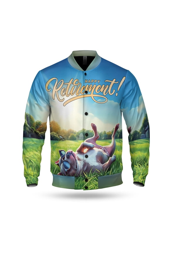 Happy Retirement with Pitbull Enjoy Life Rest Time All Over Print 3D Baseball Jacket Terrier Dog Lover Bomber Jacket Softball - 02027