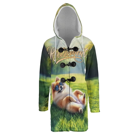 Happy Retirement with Pomeranian Enjoy Life Rest Time All Over Print 3D Hooded Duffle Toggle Coat Pom Dog Lover Gifts - 02027