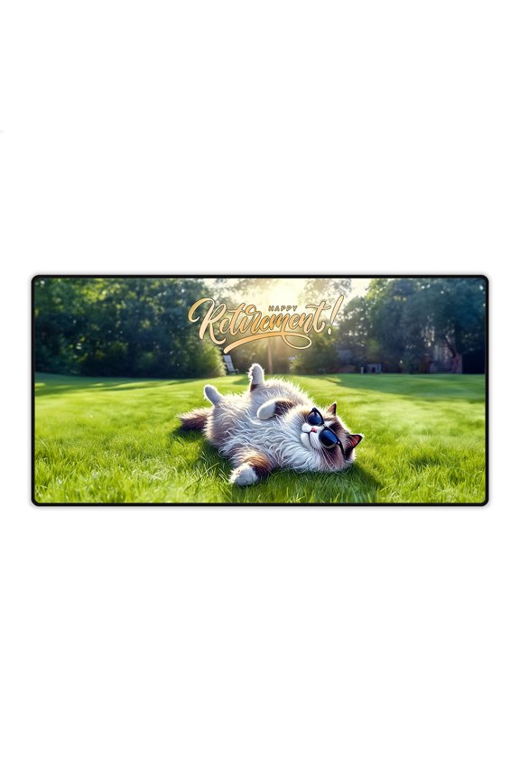 Happy Retirement with Ragdoll Enjoy Life Rest Time Desk Mat Full Keyboard Mouse Pad Cat Lover Kitten Owner Gifts Idea Large Mousepad - 02027