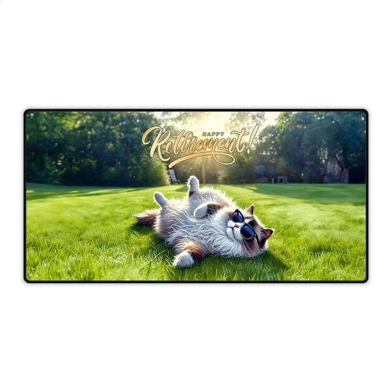 Happy Retirement with Ragdoll Enjoy Life Rest Time Desk Mat Full Keyboard Mouse Pad Cat Lover Kitten Owner Gifts Idea Large Mousepad - 02027