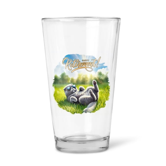 Happy Retirement with Scottish Fold Enjoy Life Rest Time 16oz Pint Beer Glass Mug Cat Lover Kitten Owner Gifts Beer Glasses Cup - 02027