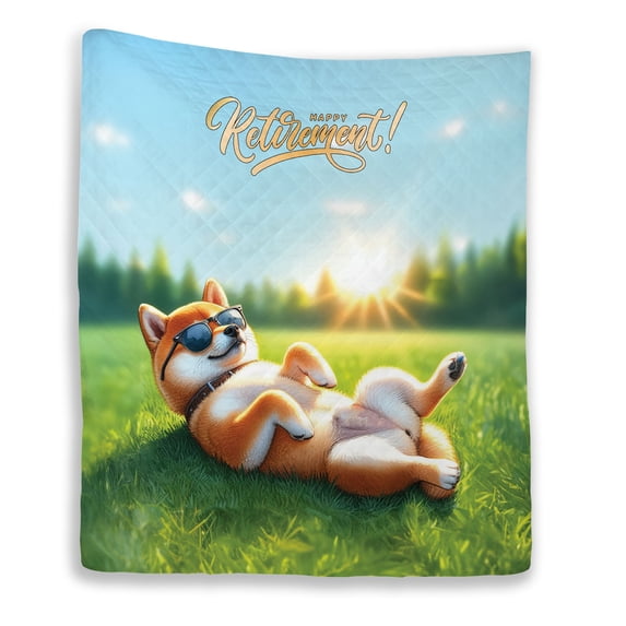Happy Retirement with Shiba Inu Enjoy Life Rest Time Quilt Blanket Shibas Dog Lovers Gifts Idea Cozy Comforter Throw Blanket - 02027