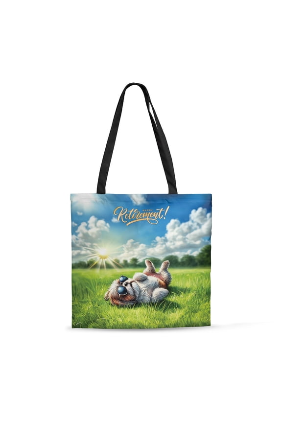 Happy Retirement with Shih Tzu Enjoy Life Rest Time All Over Print 3D Canvas Tote Bag Lion Dog Lover Gifts Reusable Handbag - 02027