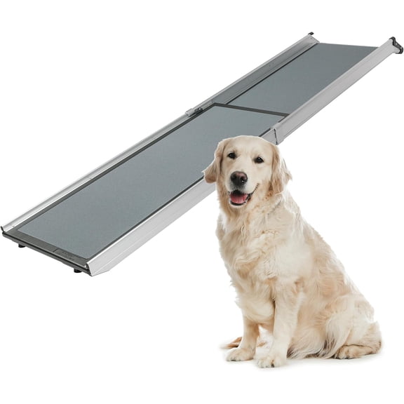 Happy Ride Extra Long Telescoping Dog Ramp, Portable Pet Ramp for Cars, Trucks & SUVs with Adjustable Sizing