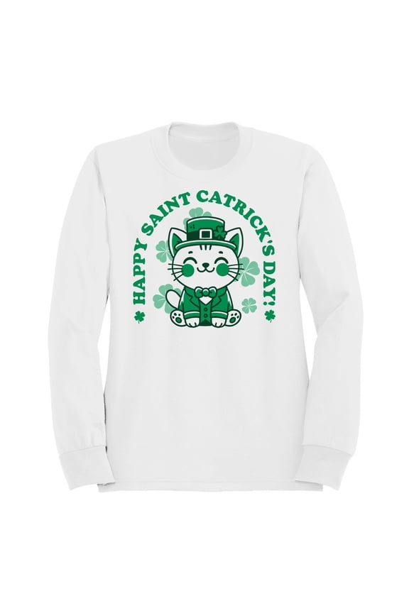 Happy Saint Catricks Day Cute Leprechaun Cat Design Men's Sweatshirt