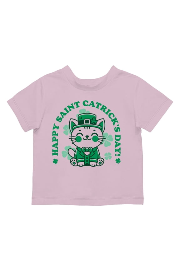 Happy Saint Catricks Day Cute Leprechaun Cat Design Toodler's T-shirt