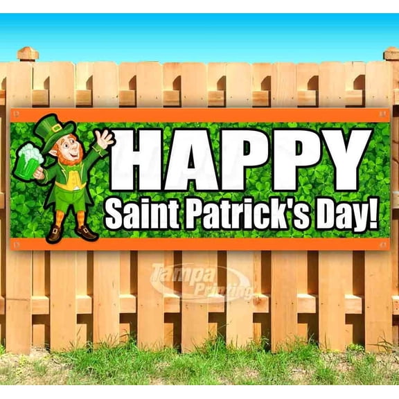 Happy Saint Patrick'S Day! 13 oz Vinyl Banner With Metal Grommets
