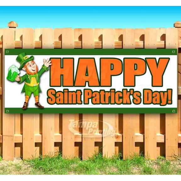 Happy Saint Patrick'S Day! 13 oz Vinyl Banner With Metal Grommets