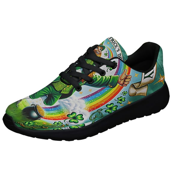 Happy Saint Patrick's Day Leprechaun Shoes Sneakers Black Size 10